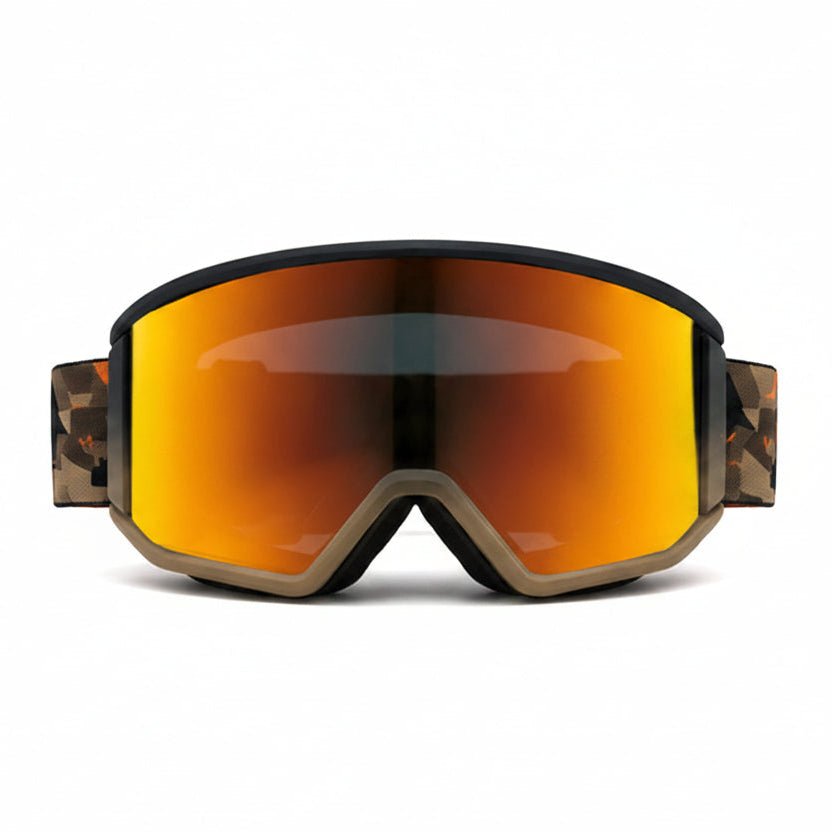 Backcountry Pro snow goggles by MHDUB with black and orange mountain strap