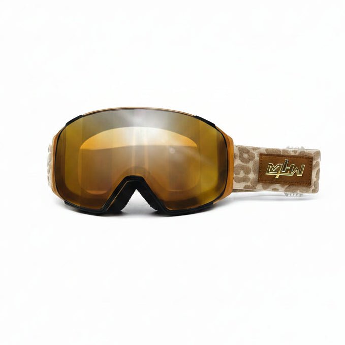 Bad Kitty snow goggles by MHDUB with brown textured leopard strap