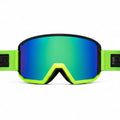 Gremlin snow goggles by MHDUB with green-blue mirror lens, front view