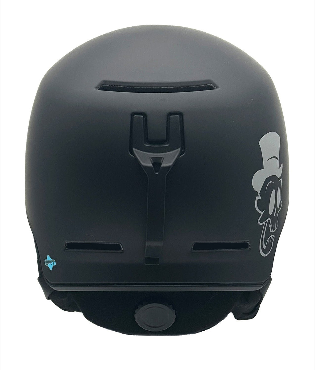 G SKULLY snowboard helmet by MHDUB, back view showing vent and graphic