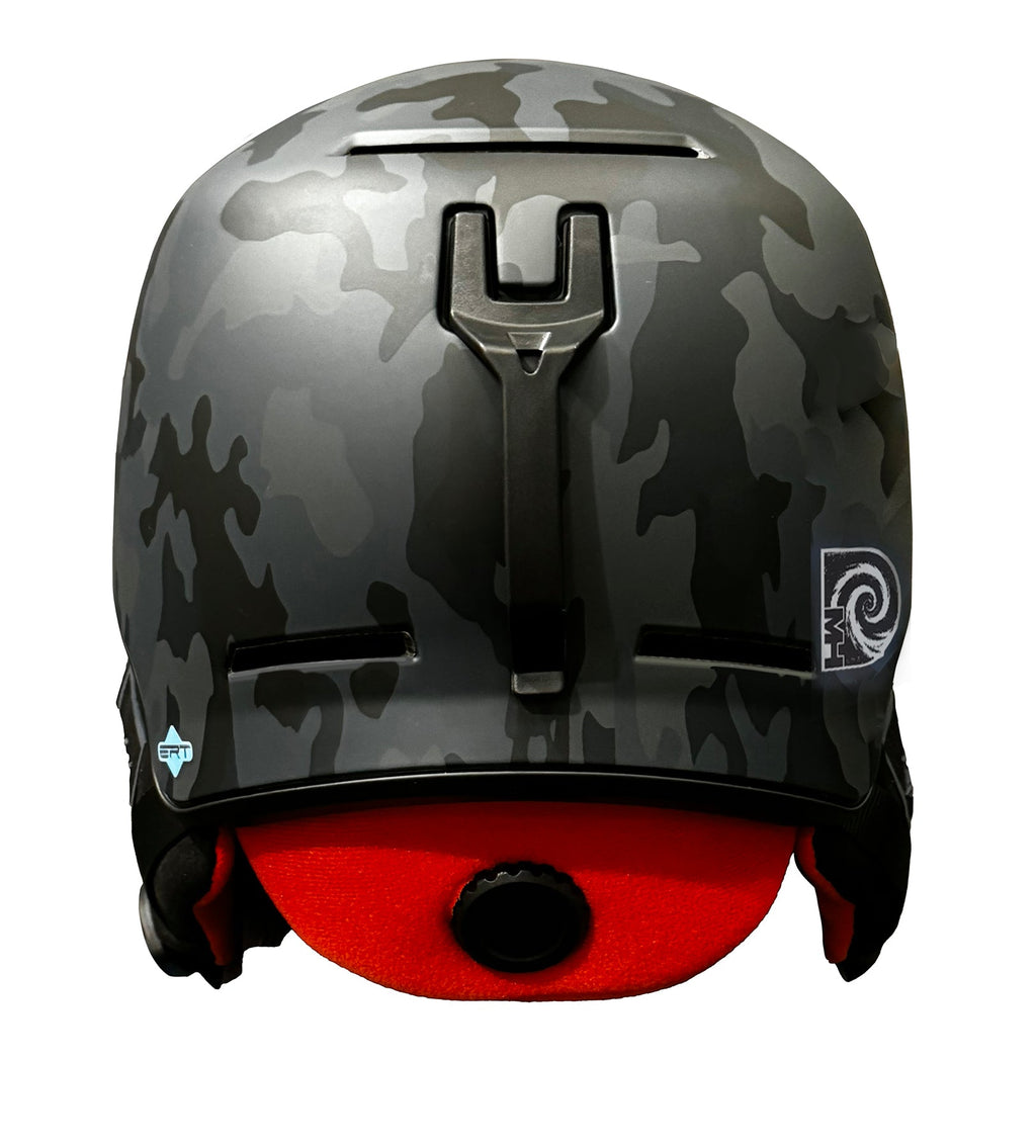 Back view of Shredder snowboard helmet by MHDUB with low-profile fit