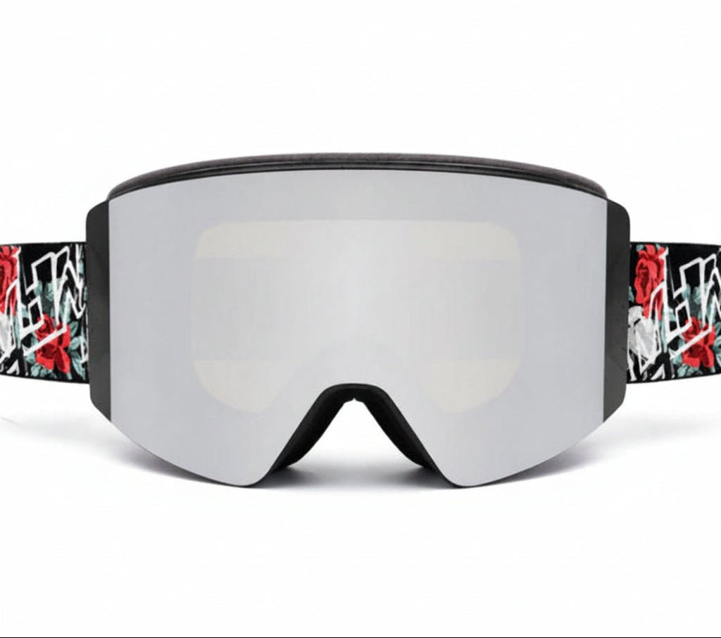Skull and Roses snow goggles by MHDUB with mirror magnetic lens